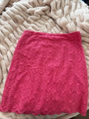 Talbots Hot Pink Lace Pencil Skirt size 12